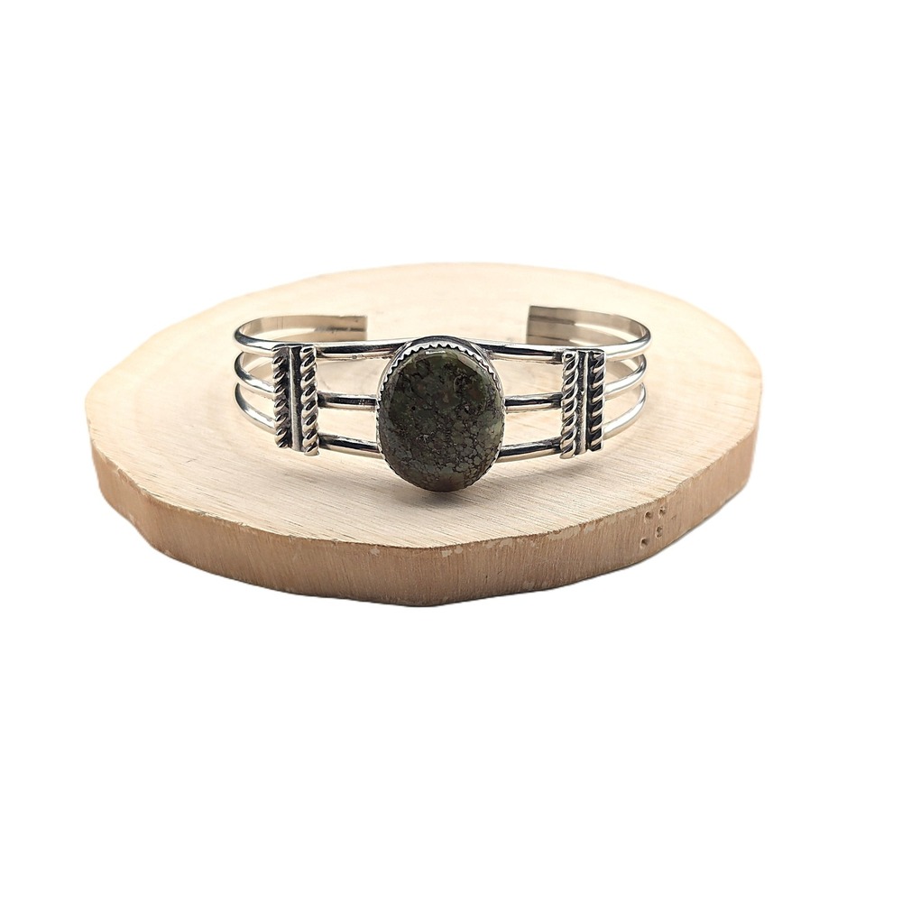 Navajo Bracelet Green Turquoise Native Am Sterling Jewelry  Sz 6.75in**‎ - Picture 3 of 9